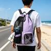 Swim Backpack Tear Proof Water Proof Mesh Drawstring Backpack with Wet Pocket for Gym Workout Beach Violet