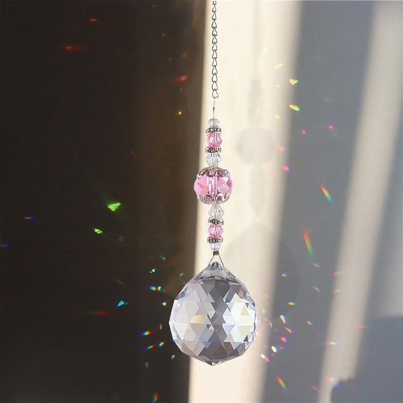 1 Pcs Crystal Chandelier Home Decor Stained Glass Ball Hanging Pendant Light Catcher Reflective Bead Curtain Decoration