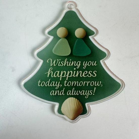 Christmas Pendant Xmas Tree Stocking Shape 2D Acrylic Seaside Festive Decoration with Lanyard Beach House Holiday Decor