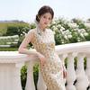 Yellow sleeveless national style new Chinese daily Suzhou long cheongsam improved young 1011 new women's high sense