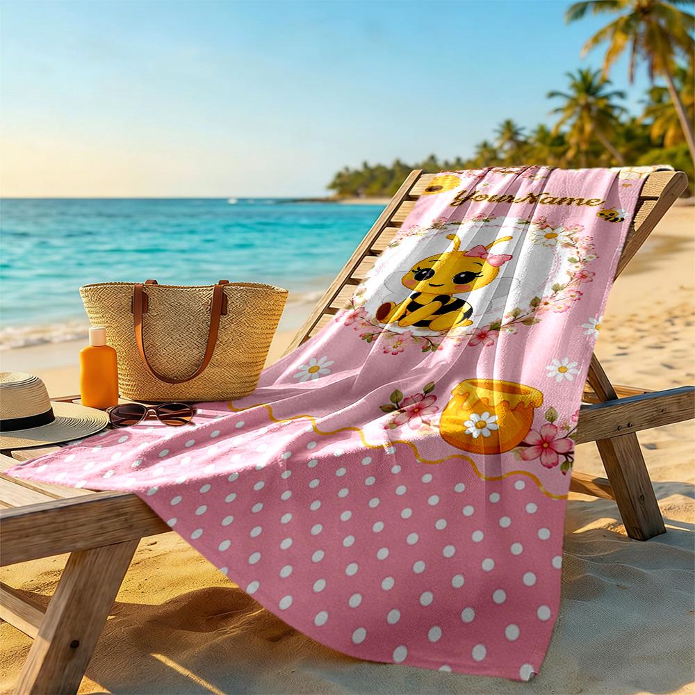 Biene Maja Customized Name Beach Towel Super Soft & Absorbent Perfect for Traveling Yoga Camping and Swimming