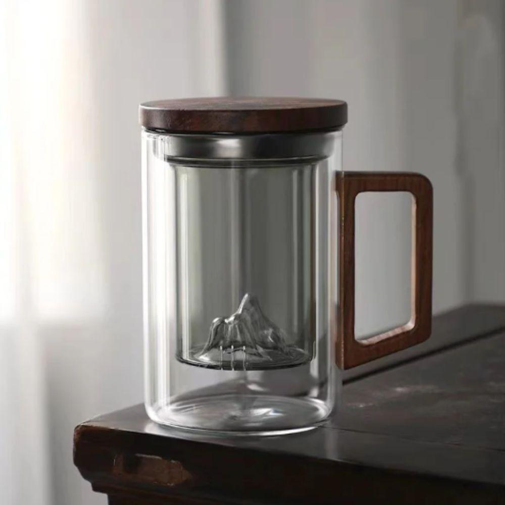 Heat Resistant Flower Tea Cup High Borosilicate Glass Tea Making Mug Water Cup  Daily Drinking