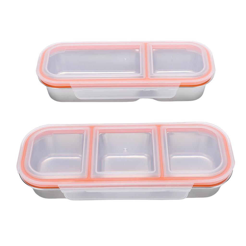 2pcs Lunch Container 700ML 600ML Leak Proof Stainless Steel Dishwasher Safe Lunch Storage Box with Compartments for