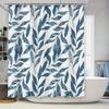 Modern Floral Bath Curtain with Waterproof Shower Fabric Blue and White Leaf Pattern Decorative Shower Curtains for Bathroom