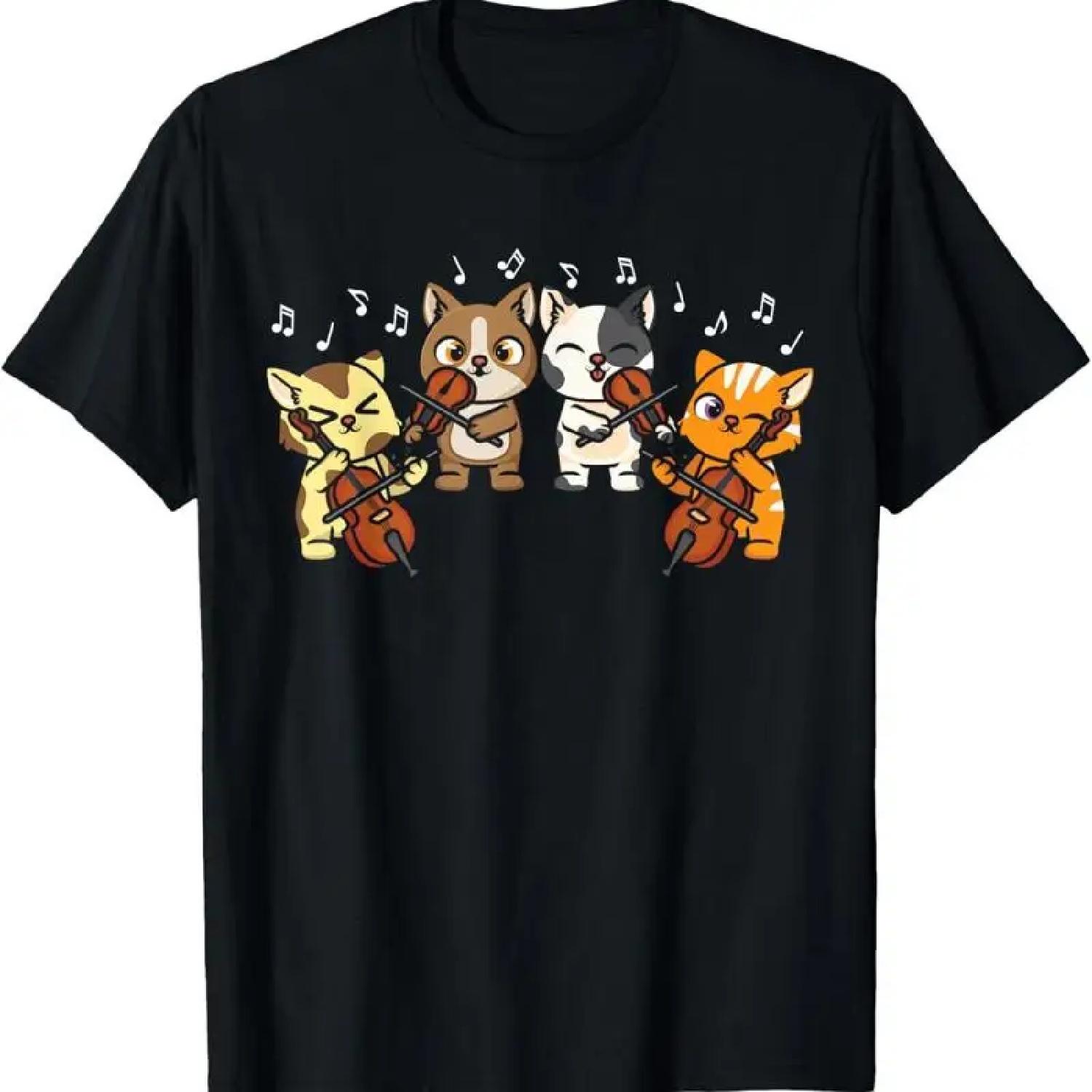 

Funny Cats Playing Violin Cello Orchestra Musician Music T Shirt XXXXXL