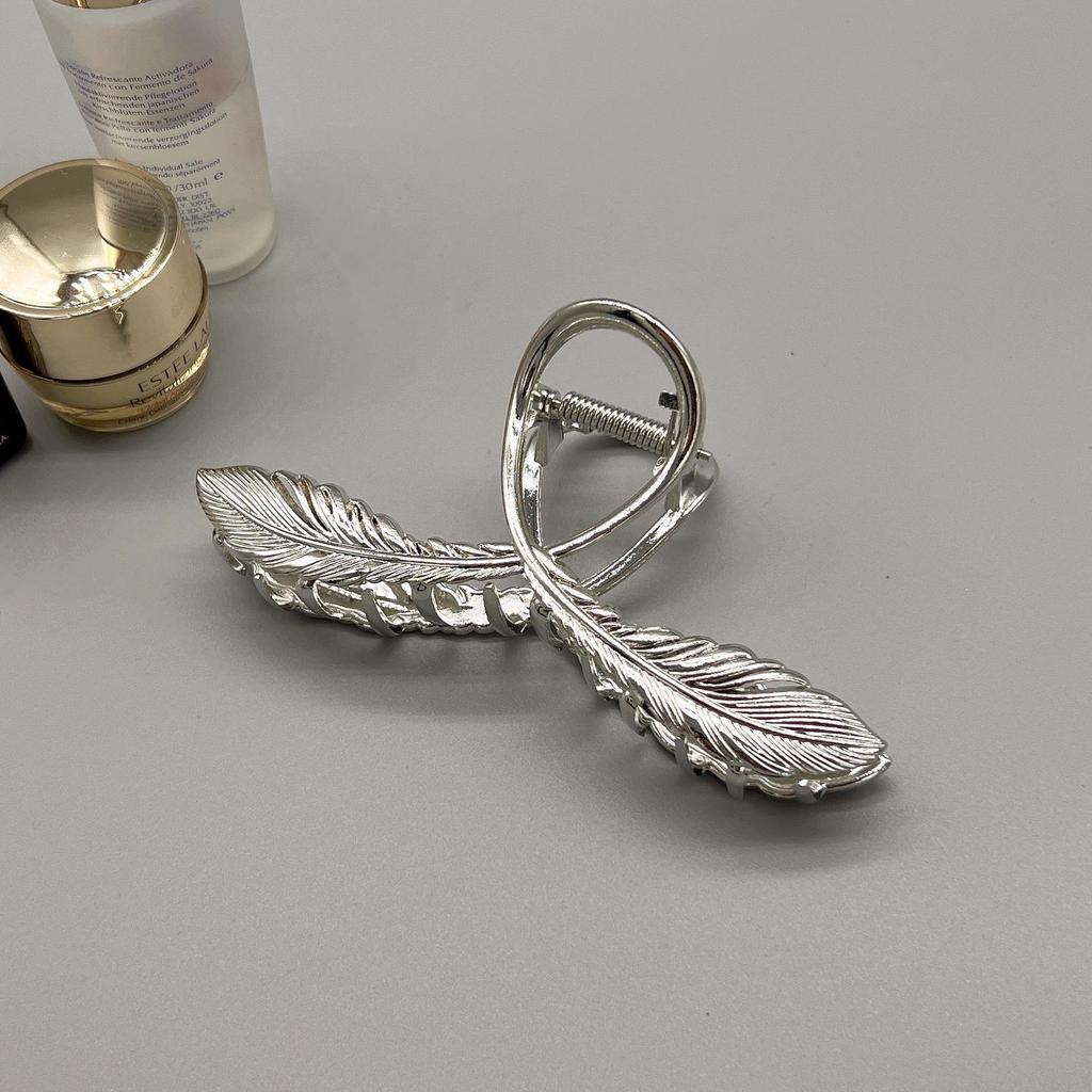 Silver Metal Geometric Shark Hair Clip for Thick Hair
