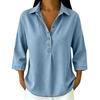 Women's loose-fitting seven-button denim blouse with decorative buttons