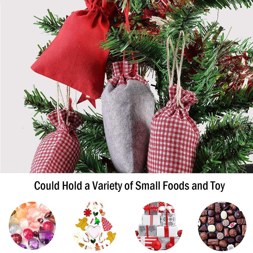 24 st Julset Dragpåse 1-24 Julkalender Nedräkning Hängande Påse Förpackning Presentförvaringspåse