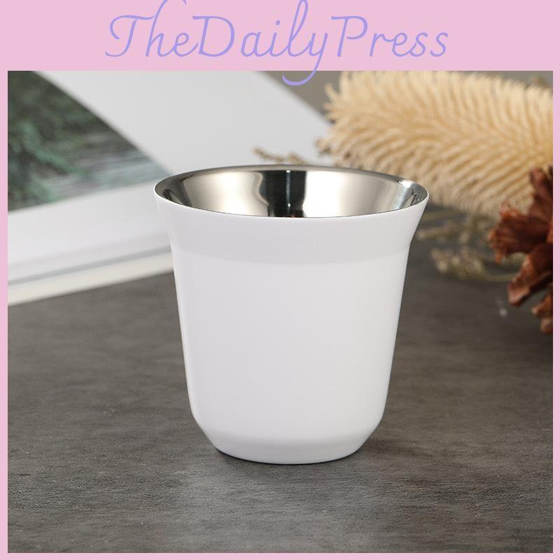 Stainless Double Wall Steel Espresso Cup Insulation Coffee Capsule Shape Mugs