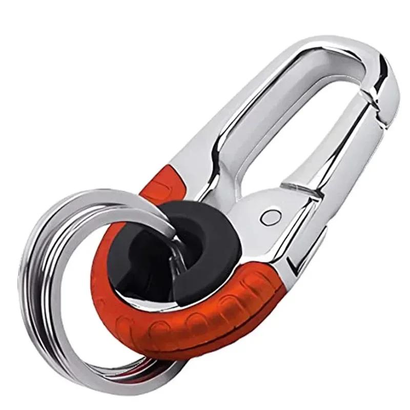 Men's Keychain Hook Stainless Steel Buckle Outdoor Carabiner Climbing Tool Double Ring Fishing Hook Key Ring Car Accessories