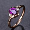 Adjustable Rose Gold Ring with Multicolor Crystals & Zircon Gems - Engagement Jewelry