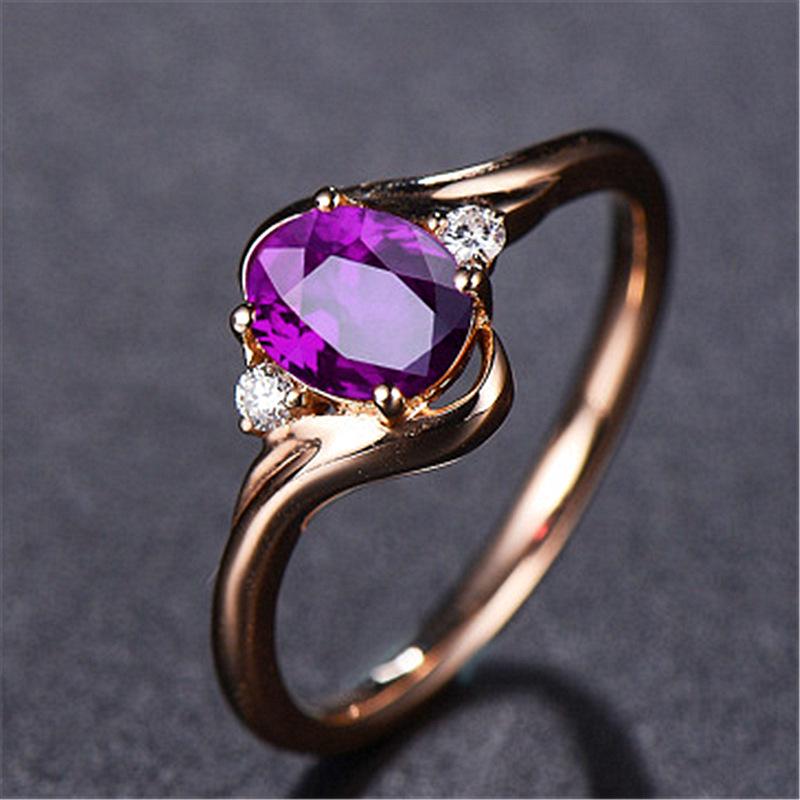 Adjustable Rose Gold Ring with Multicolor Crystals & Zircon Gems - Engagement Jewelry