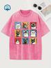 Unisex Plus Size Funny Cat Vintage Cat Print TShirt  Cotton Crew Neck Short Sleeve Tee Loose Fit Summer Casual Top