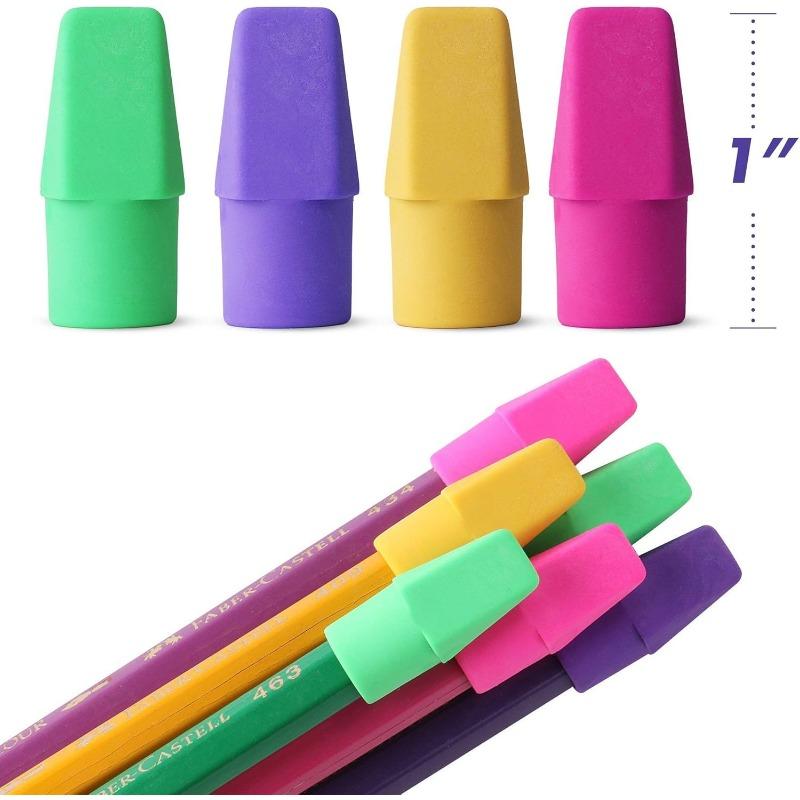 100pcs/set Pencil Top Erasers, Eraser Caps Tops, Topper Erasers