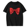 Original Summer Couple Short-sleeved Silver Bow Printed Round Neck Fashionable Casual T-shirt Summer Couple Wear