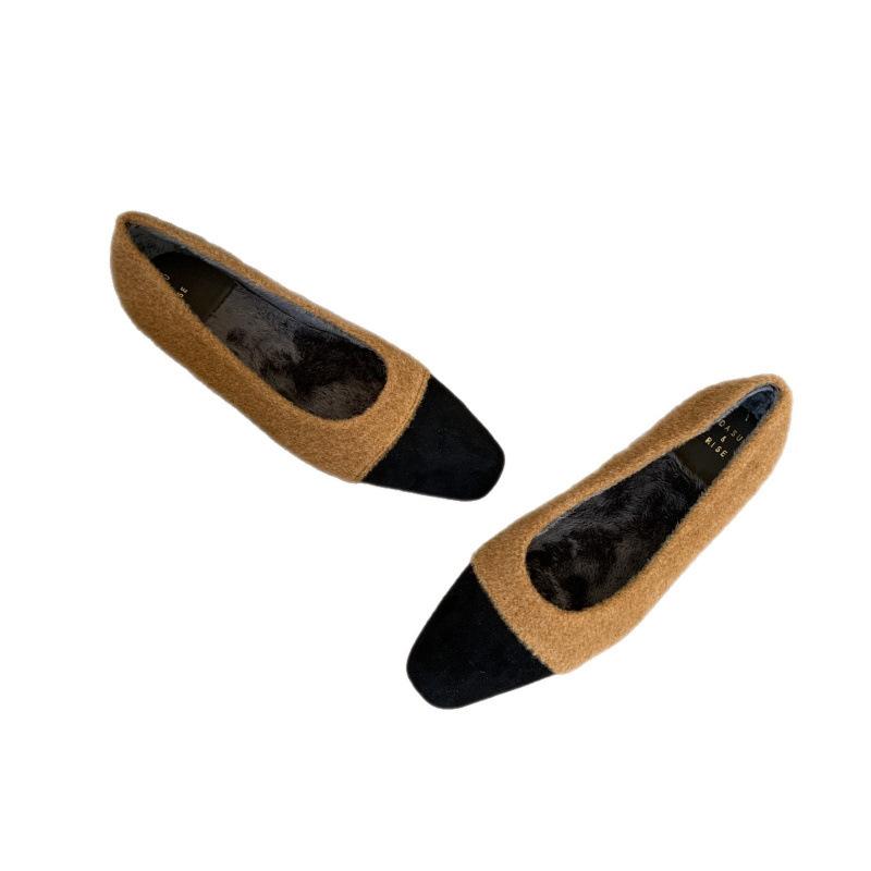 Flat-bottomed autumn and winter plush Doudou shoes women's shoes 2025 new retro French small fragrant plush single shoes