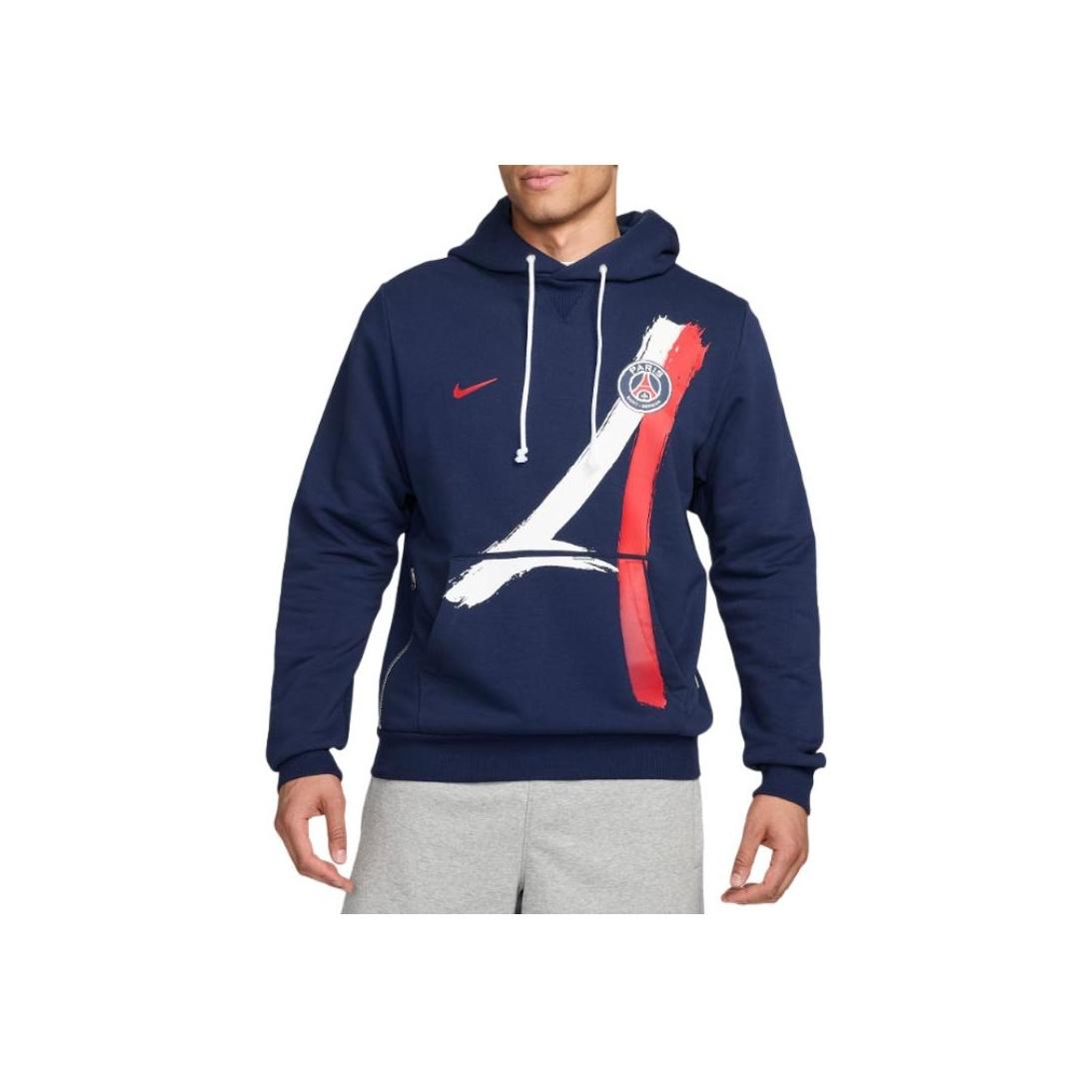 

Толстовка с капюшоном Nike Standard Issue Dri-Fit Paris Saint-Germain легкая и удобная, цвет темно-синий, мужские толстовки FQ3218-410 S
