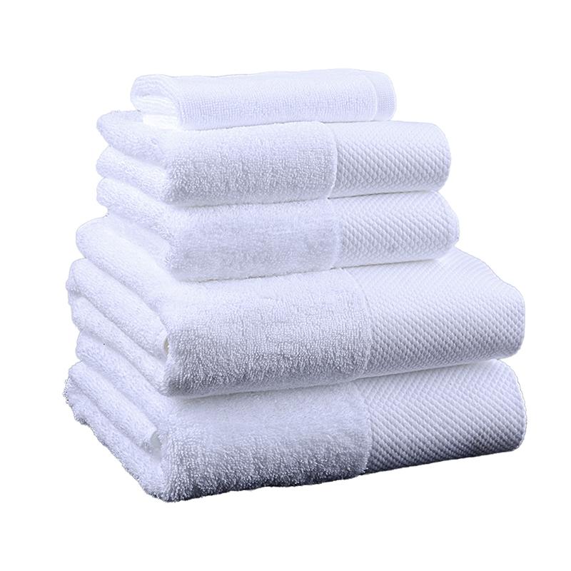 Five-Star Hotel Quality Pure Cotton Bath Towel Thickened Oversized Solid White Color Knitted Washcloths for Swimming Bathing