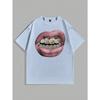 T-shirt Mouth Print T-shirt Men's Summer Cotton Casual Short-sleeved Men