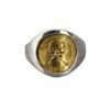 Adjustable Vintage Copper Coin Ring With Rhinestone Rays Unisex Retro Statement Jewelry Men Women