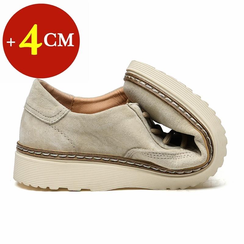Classic Genuine Leather Casual Shoes Sneakers Man Elevator Shoes Height Increase Shoes for Men Insoles 4CM Sports Leisure Taller