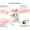 3-Tier Rolling Utility Cart With Lockable Wheels, Mobile Metal Storage Cart With Hanging Cups And Hooks For, Bathroom
