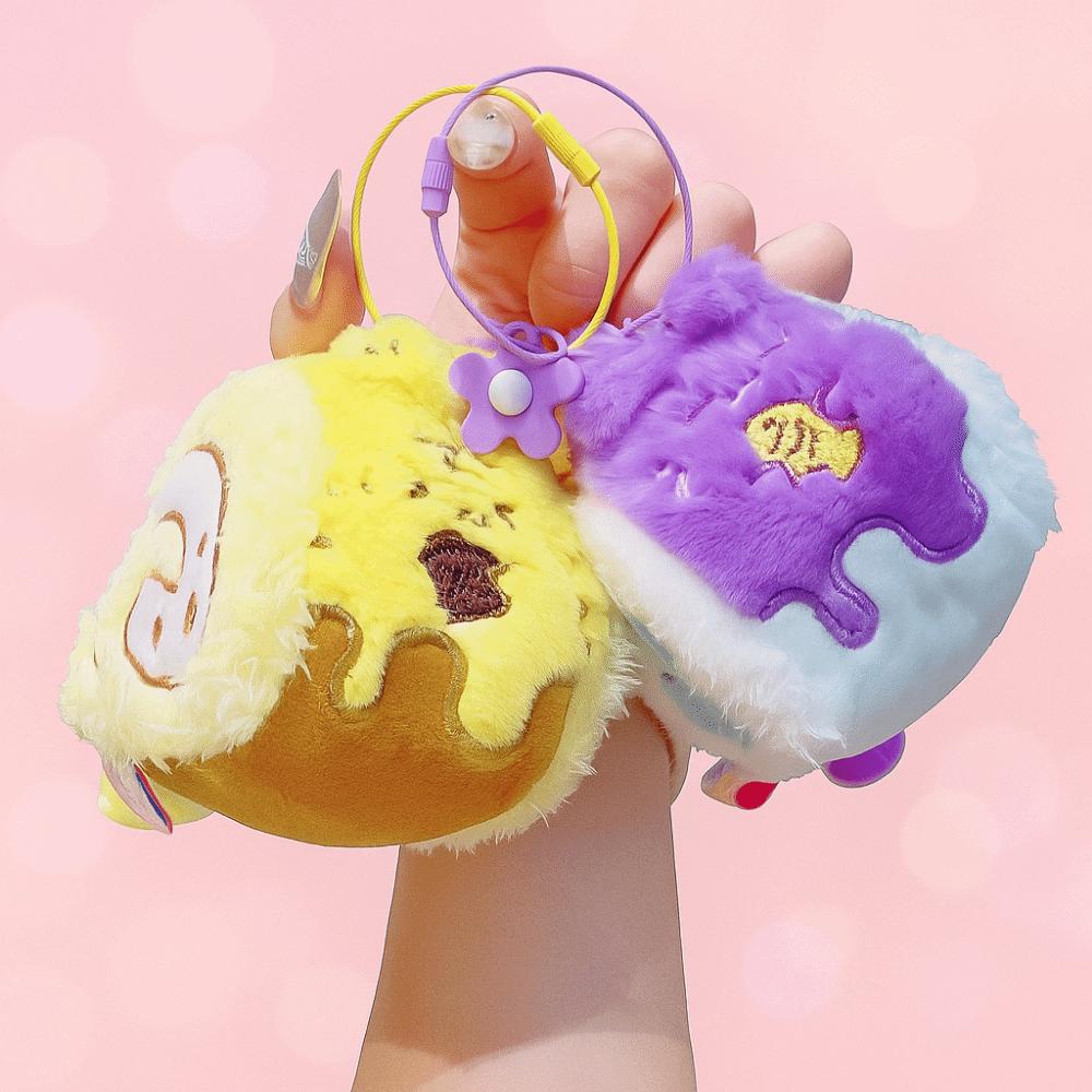 Stuffed Swiss Roll Pendant Animal Cartoon Plush Keychain Plush Swiss Roll Keychain Festive Decor