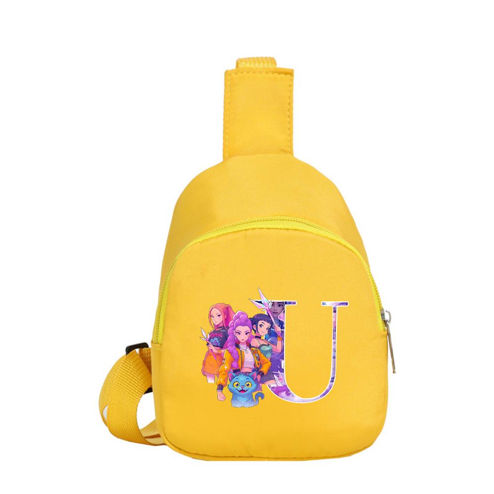 Anime Cartoon 26 English Letter K-Pop Demon Hunters Printed Chest Pack for Boy Girl Shoulder Bag Student Portable Crossbody Pouch Kid Christmas Gift