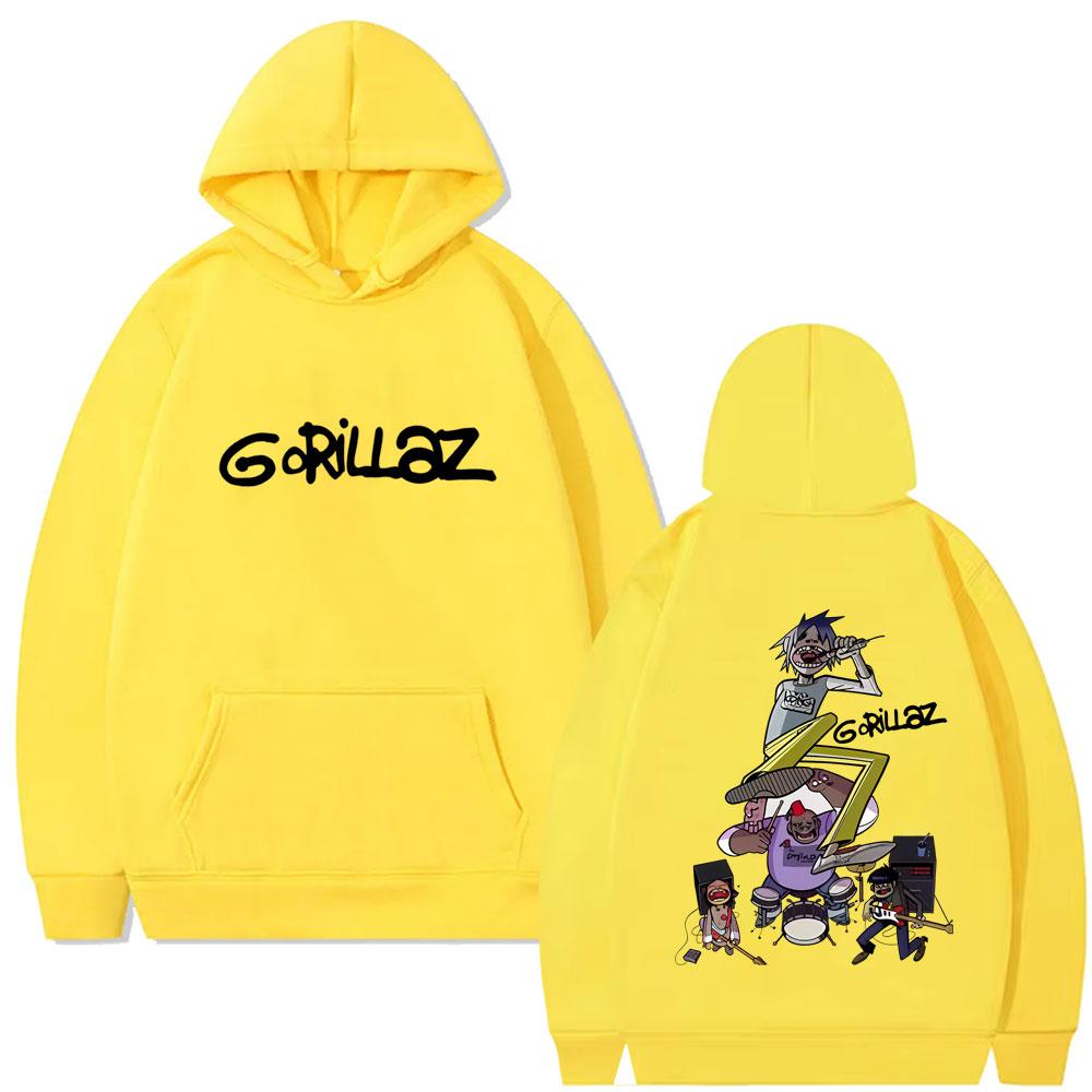 Rock Band Gorillaz Graphic Hoodie Men Women Fashion Vintage Oversized Streetwear Unisex Casual Fleece Cotton Pullover Hoodies