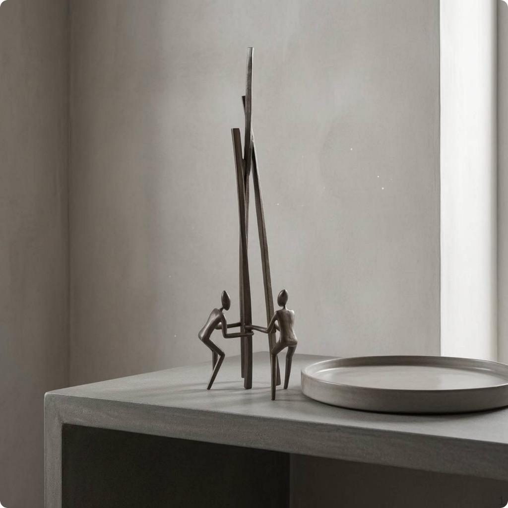 Cast Iron Black Figurine Sculptural Abstract Climbing Sculpture Conversation Starter