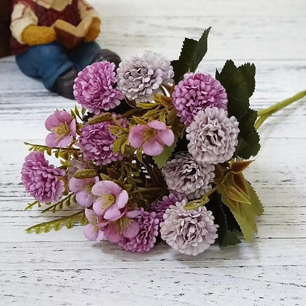 European Style Artificial Lilac Flowers Carnations Rose Wedding Flower Decor Small Bundle Soft Home Decoration Flowers