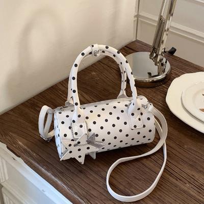 Korean Style Polka Dot Handbag Pen Holder-shaped Shoulder Bag Fashion Solid Color Versatile Crossbody Bag Women's Boston Handbag