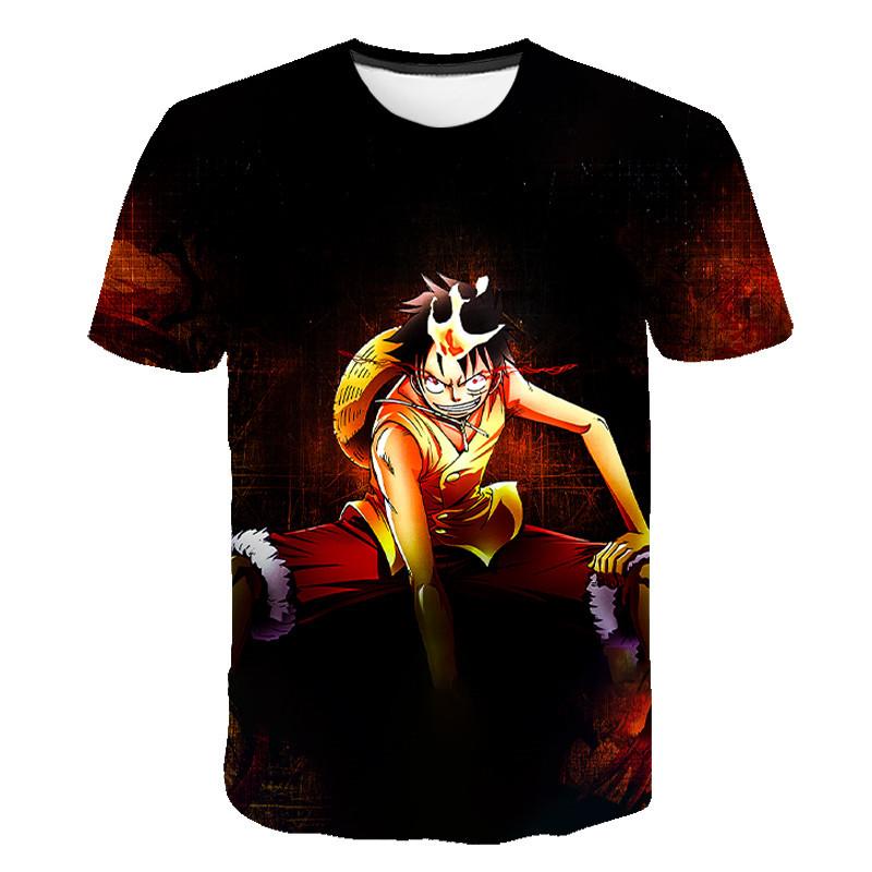 Yaz Yeni Tek Parça 3D Tişört Luffy Hasır Şapka Serisi Kişiselleştirilmiş Erkek Tişörtü