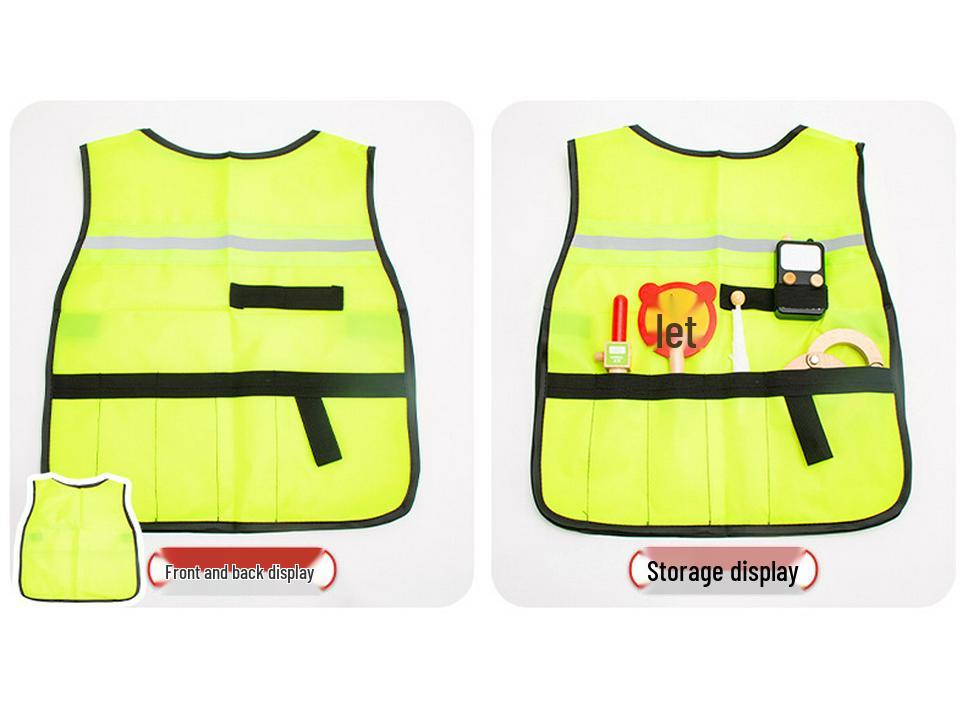 Wooden Traffic Police & Firefighter Role Play Toy Set for Kids Ages 3-6