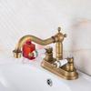 Widespread Basin Faucet Bathroom 4 inch Hot Cold Water Mixer Crane Deck Mounted Bath Tap Basin Mixer Brass Antique Bronze