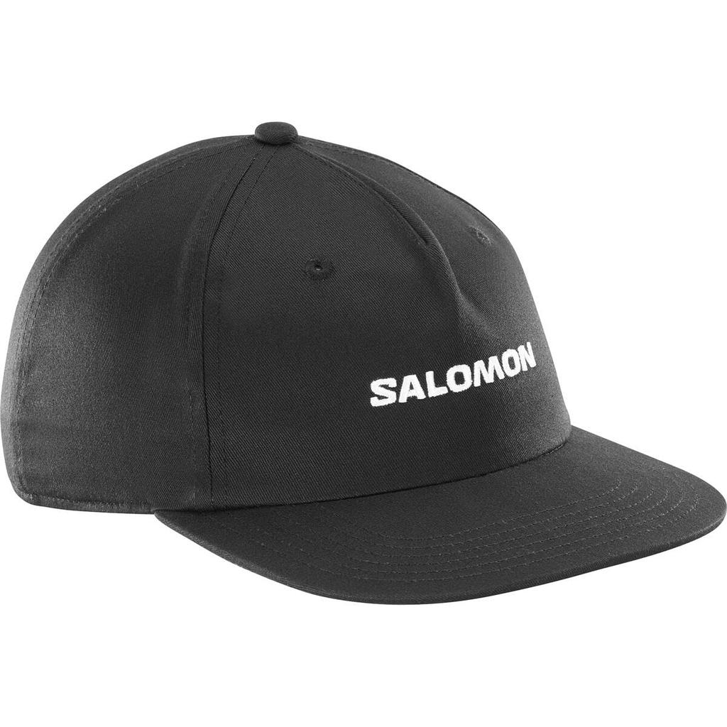 Salomon LOGO FLAT CAP (Logo Flat Cap) Unisex Outdoor Cap LC2682900 S/M Size Deep Black