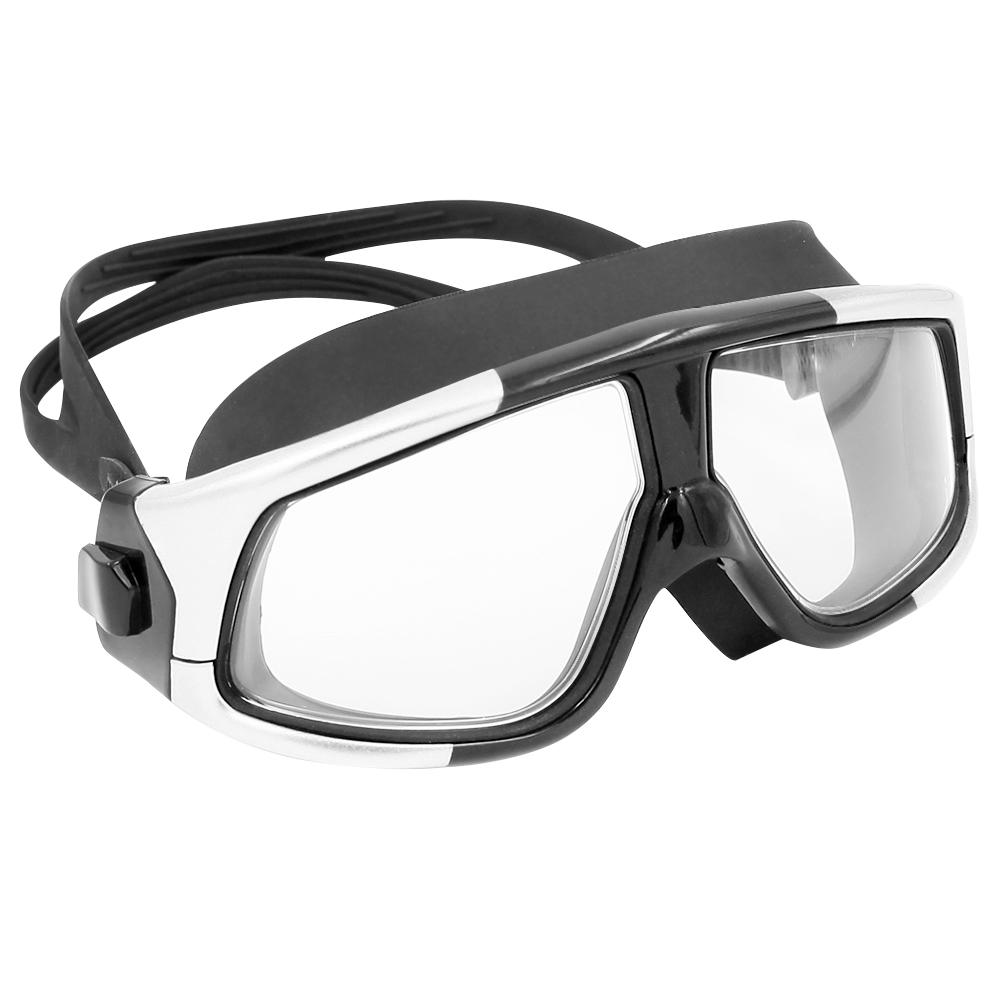 WHALE Professional Adults Electroplating Anti Fog Swimming Glasses (Silver   Black)