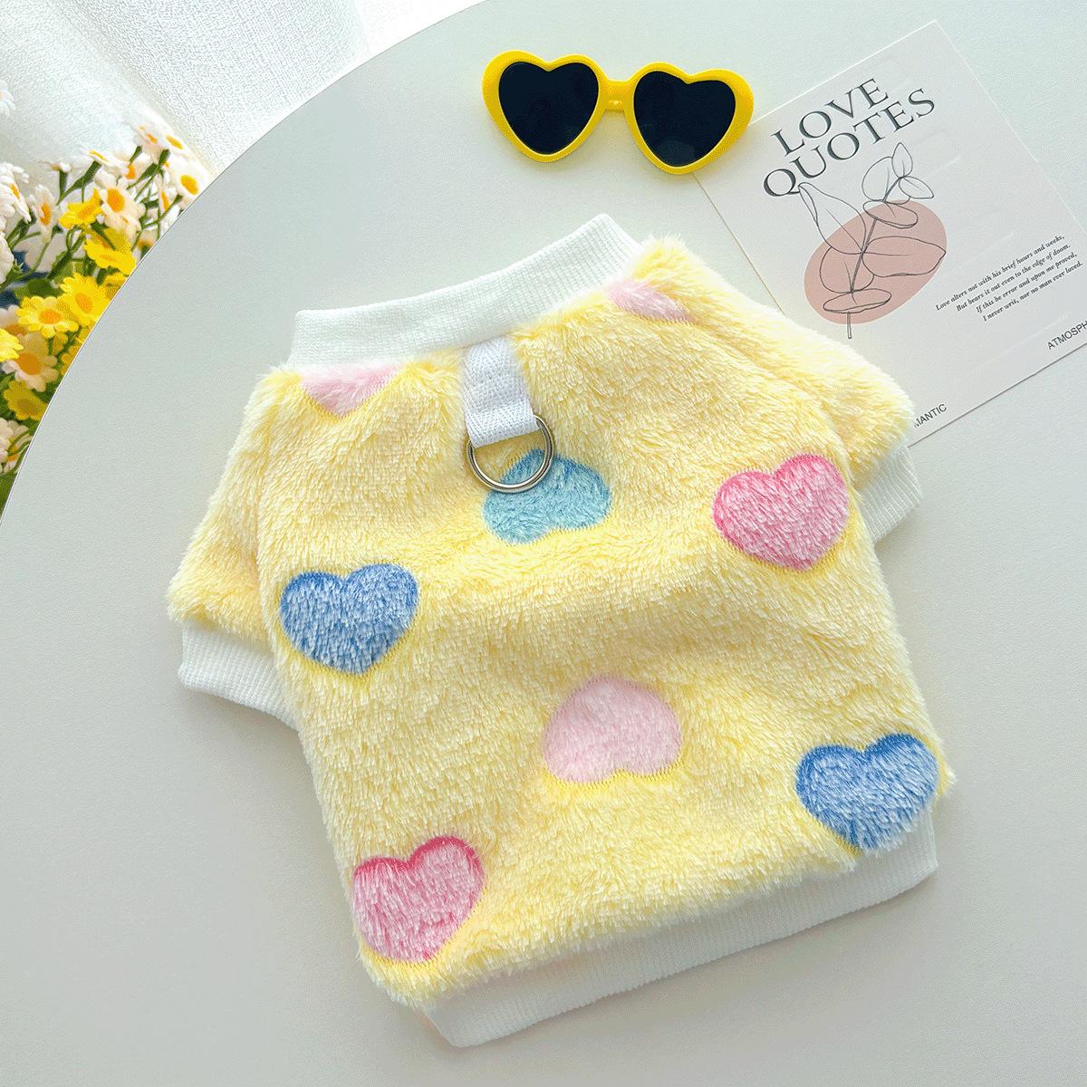 

Dog Vest Harness Winter Warm Puppy Jacket Hearted Print Plush Pet Clothes Cold Weather Dog Hoodie Super Soft Warm XXL жовтий