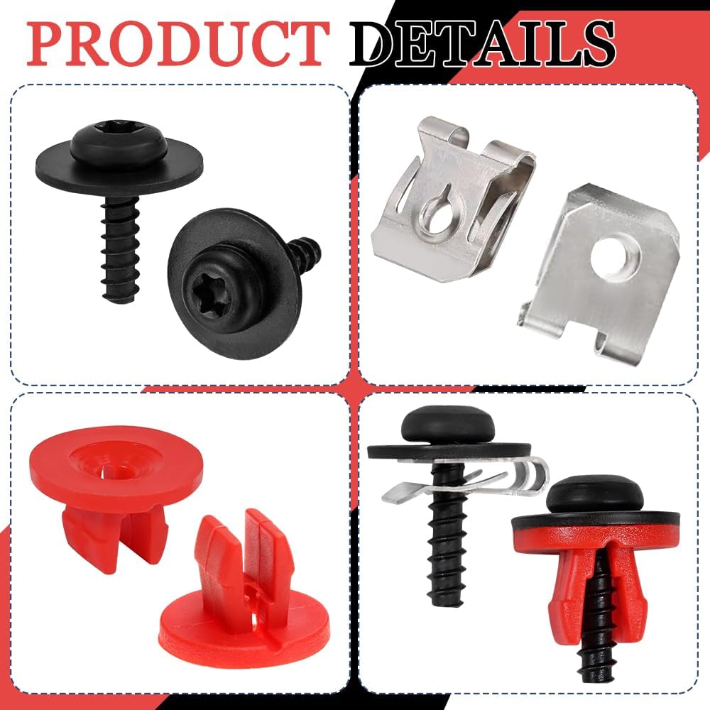 10 Sets T30 Engine Splash Shield Guard Undertray Cover Screws Bolt Nut Clip Kit, Screws Bolt Nut Clip Kit Fit For Ford Focus Fusion Escape Explorer