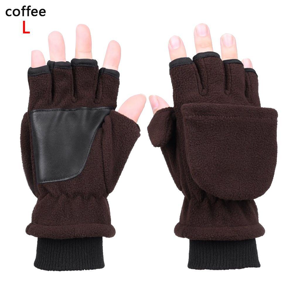 

Теплые перчатки-митенки для вождения, велоспорта, утолщенные спортивные перчатки без пальцев, трансформируемые перчатки с сенсорным экраном L