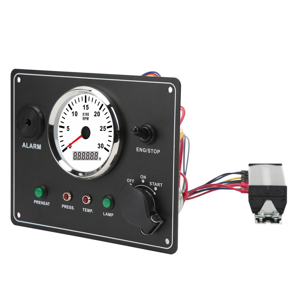Multifunction Tachometer Panel 3000RPM Oil Pressure Water Temperature Alarm Engine Gauge Panel 12V