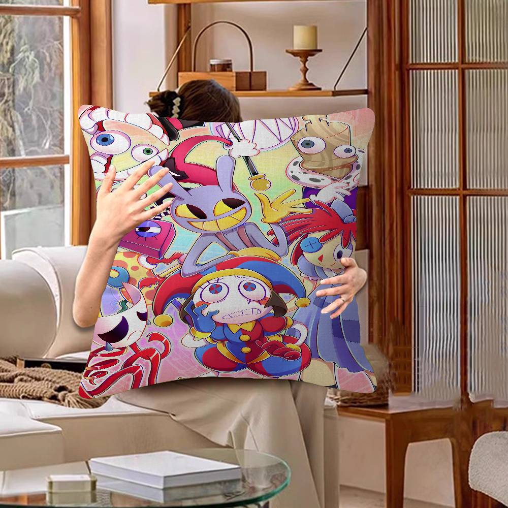 Anime The Amazing Digital Circus Cushion Cover Car Throw Pillow Case For Sofa Car Christmas Gift 40X40Cm 45X45Cm