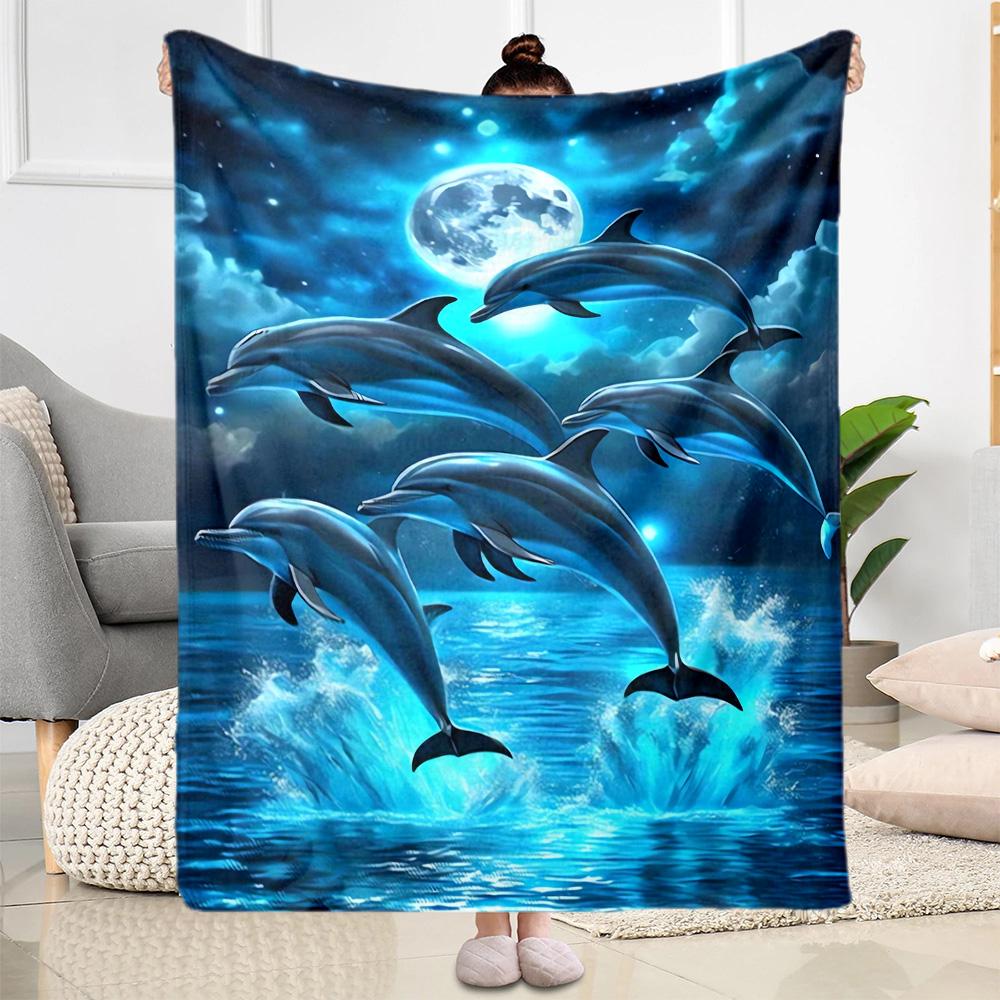 1pc Cute Elephant On Moon Blanket Soft Comfortable Lightweight Perfect for Travel Camping Picnics Sofa Office Bed Living Room Ideal Gift for Friends