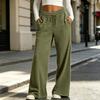 Women's Casual Loose Fit Wide Leg Pants with Drawstring and Pockets for Everyday Wear