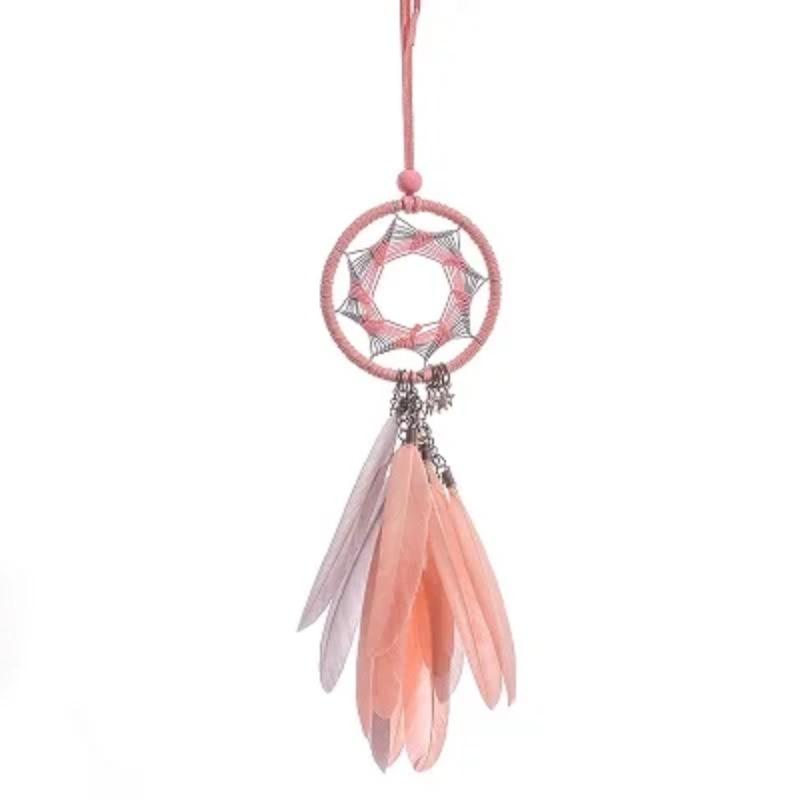 38cm New Indian Style Mini Dreamcatcher Moon Handmade Wind Chimes Wall Ornament Girls Room Decoration Feather Dream Catcher