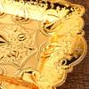 Exquisite Fruit Tray, Alloy Cake Plate, Gold Engraving Leaf Shape Snack Disc,Nuts Organizer Wedding Desktop Decoration,22.5 Cm