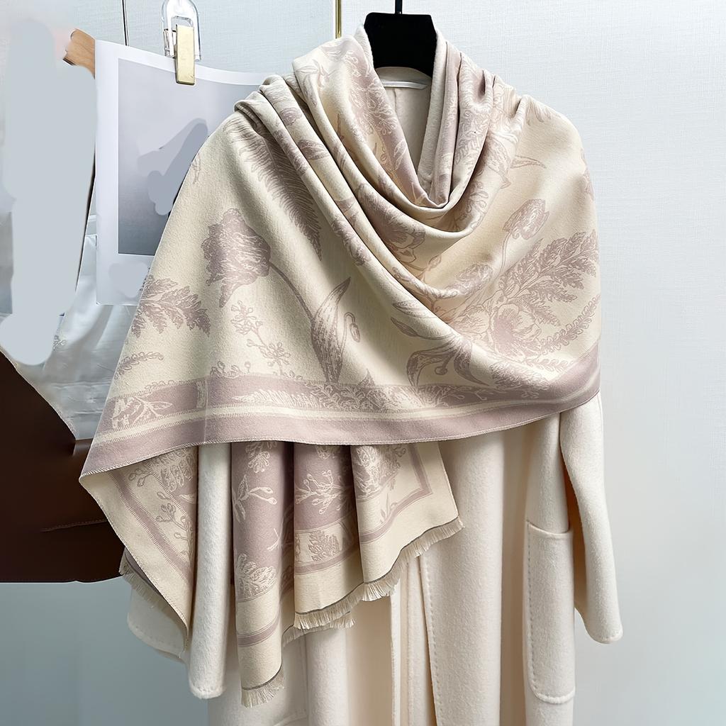 1Pieces Women's Vintage Jacquard Scarf All-season, winter, and autumn warm, soft, and stylish large shawls and wraps Extra-large air conditioning