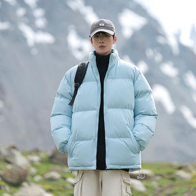 Winter Coat Men's Cotton Clothes New Men's Coat Couple Contrasting Color Stand-up Neck Cotton-padded Clothes Casual Warm Bread Clothes