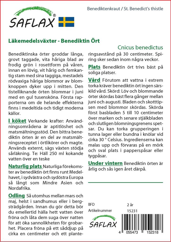 SAFLAX Garden In the Bag - St. Benedict's Thistle - 50 Seeds - With Substrate In a Fitting Stand Up Bag - Cnicus Benedictus
