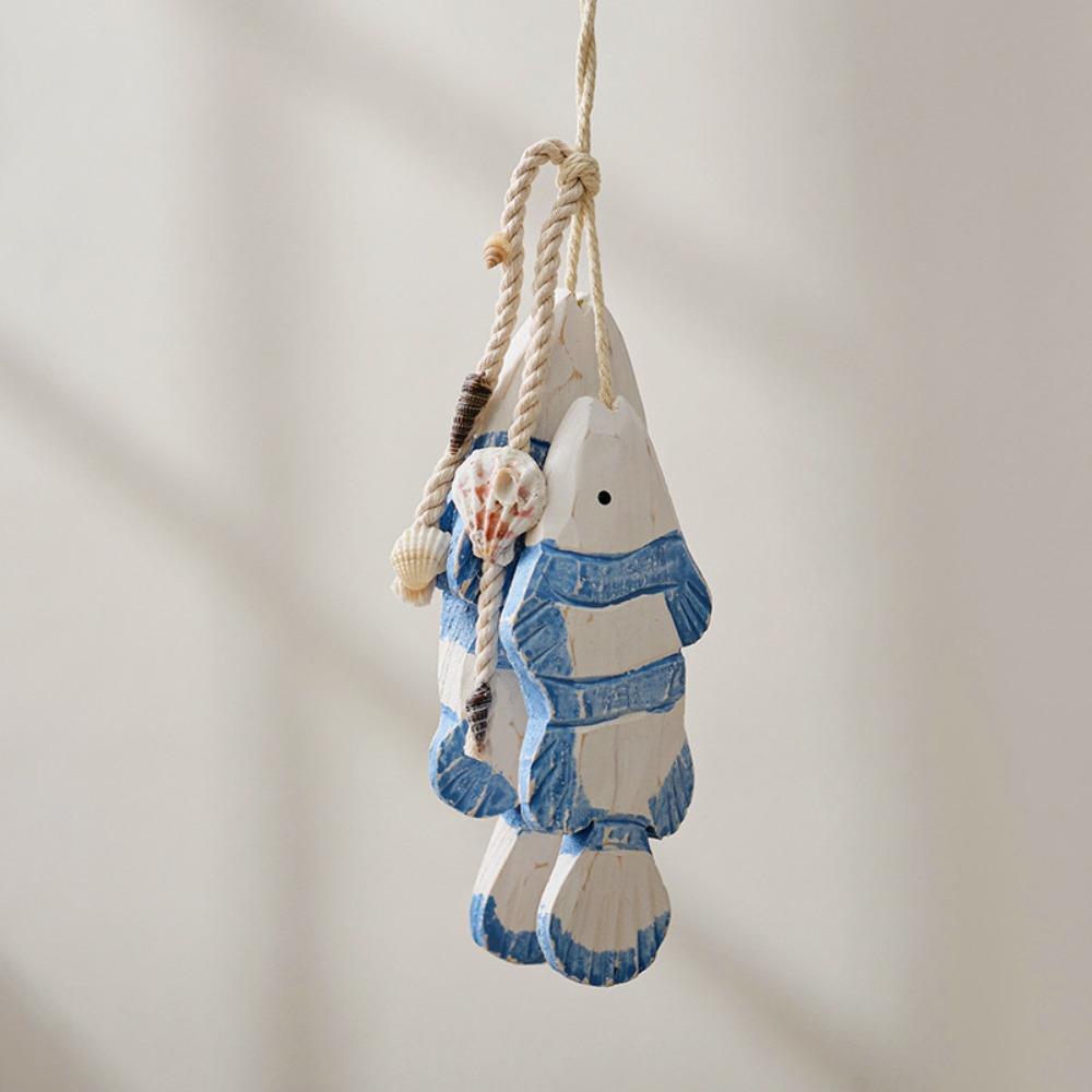 Mediterranean Fish Pendant Handmade Solid Wood Fish String Wall Decoration Wall Decoration Simulation Fish String Decoration
